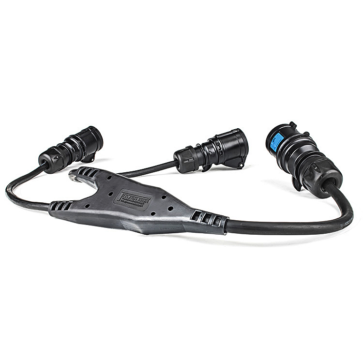 32A 1ph Y-Splitter to 2x 16A 1ph Sockets
