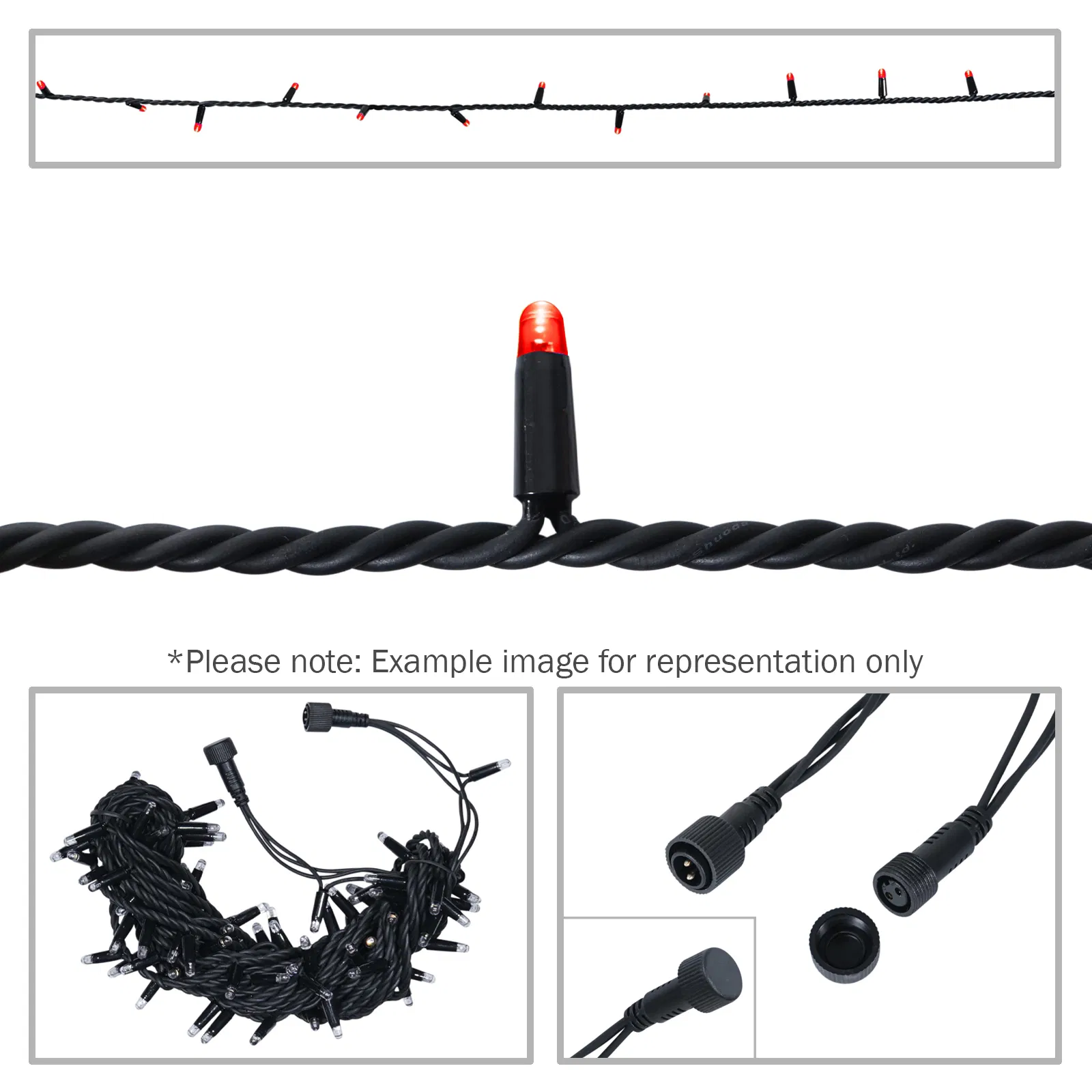 Elumen8 Red LED Fairy Lights Black Cable Dimmable 10m Linkable