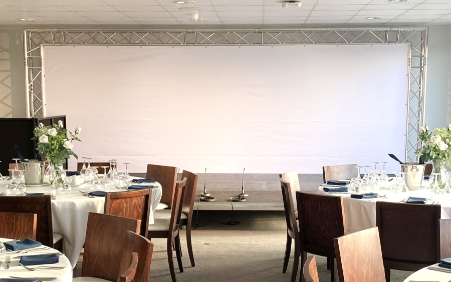 Truss Archway Stage Set with White Backdrop (6m x 2.5m)