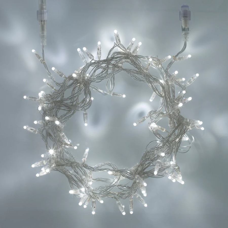 LED Outdoor Fairy Lights 100 Ice Cool White with Clear Cable - 10m Linkable