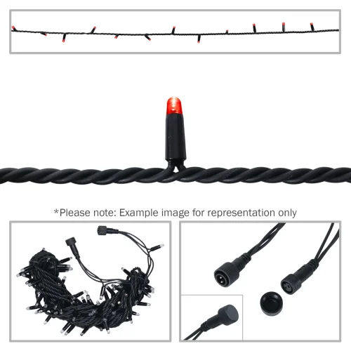 Elumen8 Red LED Fairy Lights Black Cable Dimmable 10m Linkable